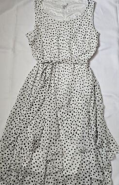 Amanda Lane Women’s Plus Size 20W Black and White Sleeveless Ruffle Dress EUC